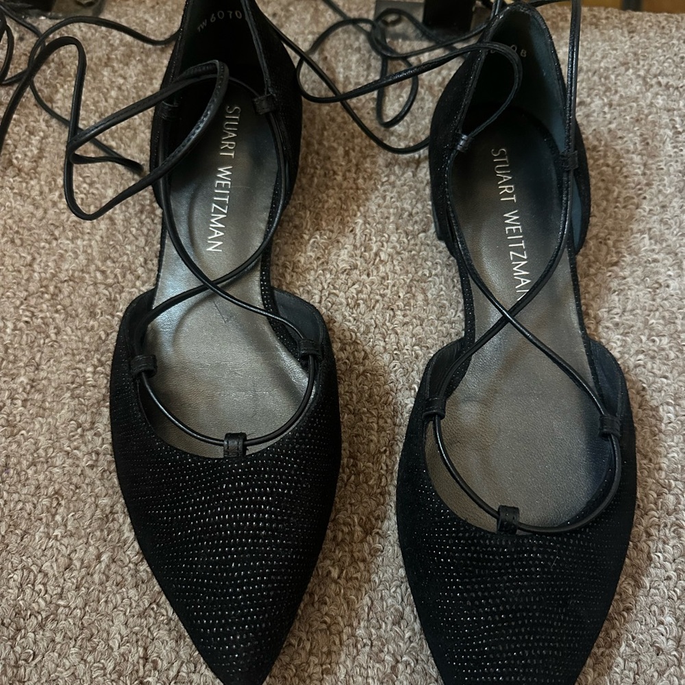 Stuart Weitzman Black Flats with D'Orsay Design